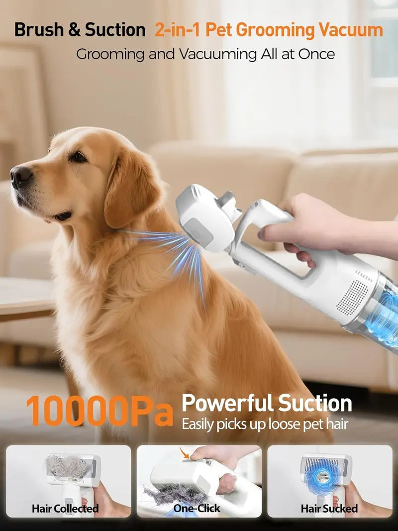Cordless Pet Grooming Vacuum Set, 60dB quiet hair removal