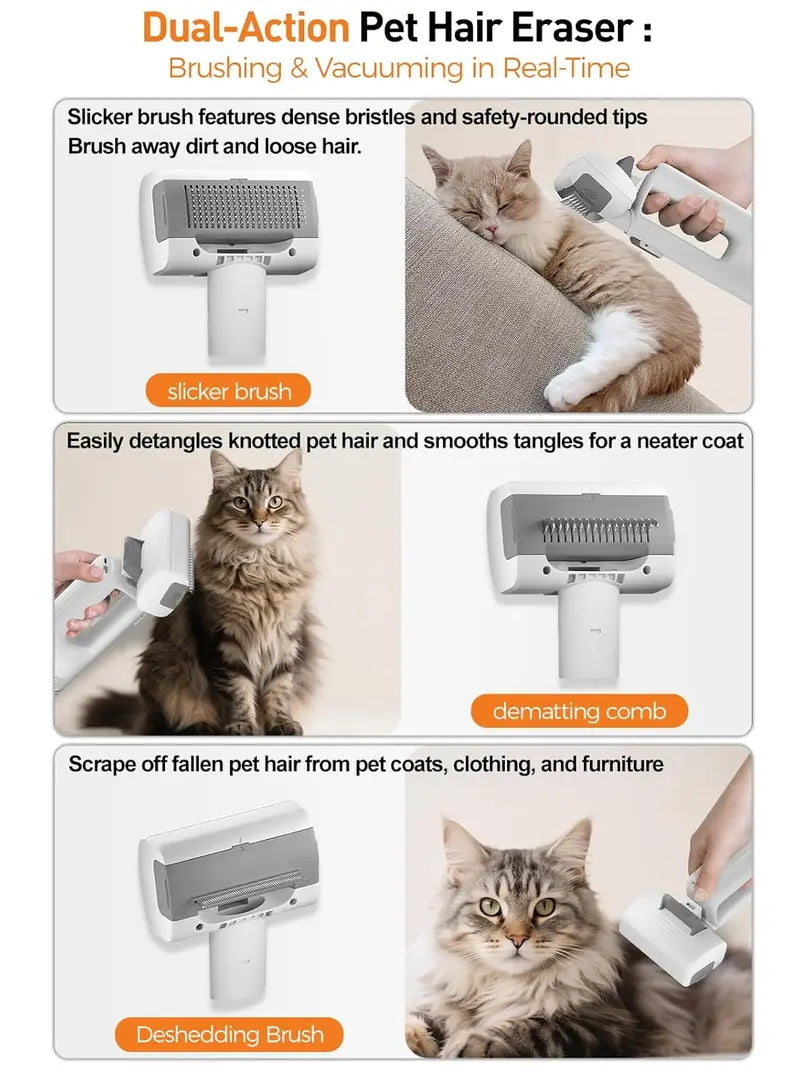 Cordless Pet Grooming Vacuum Set, 60dB quiet hair removal