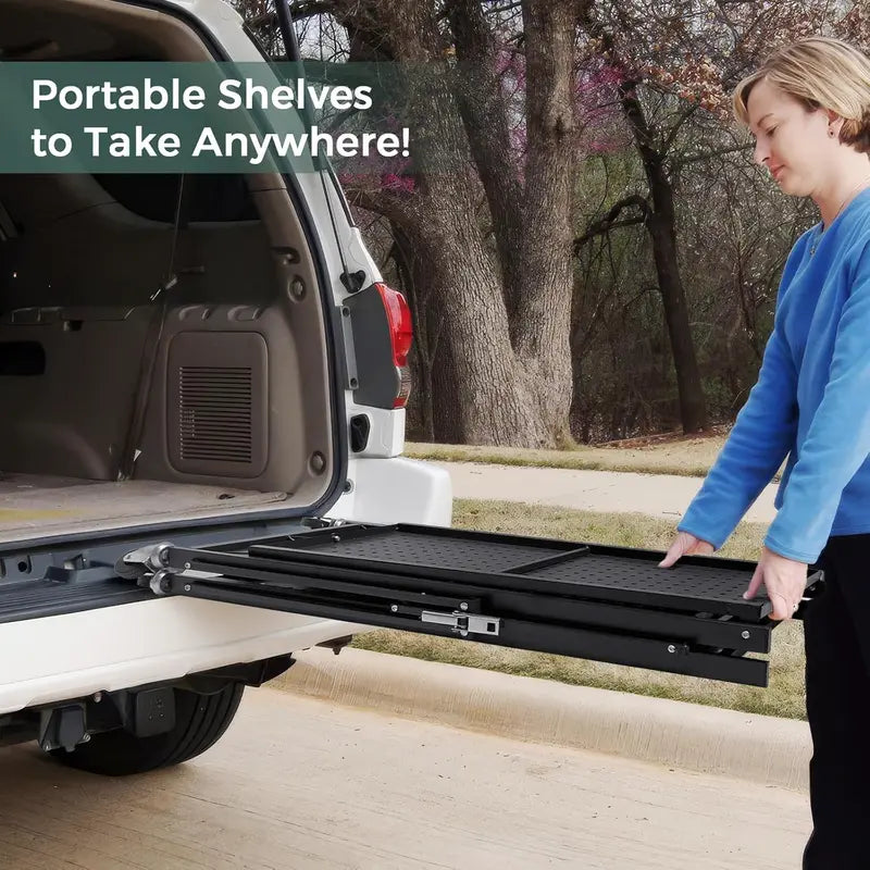 Three-Tier Folding Storage Rack with Casters: Ideal for kitchens, garages, basements, or pantries