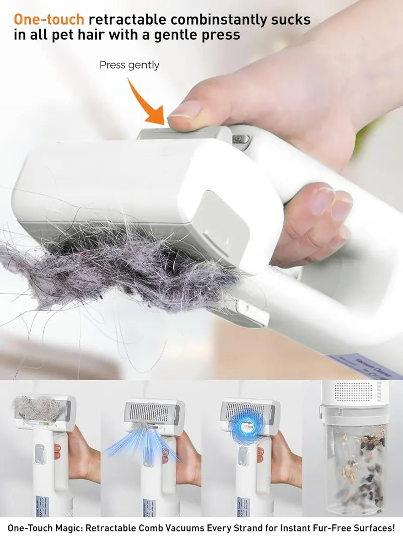 Cordless Pet Grooming Vacuum Set, 60dB quiet hair removal