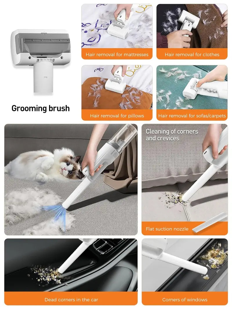 Cordless Pet Grooming Vacuum Set, 60dB quiet hair removal