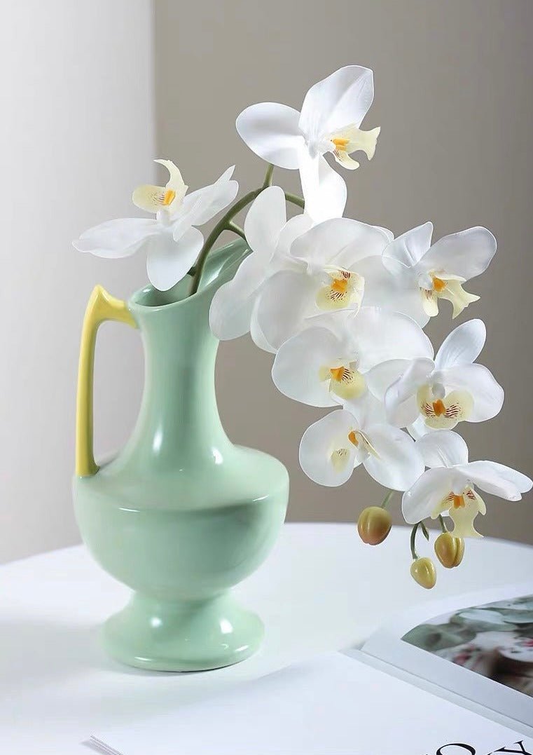 Handmade Medieval Style Ceramic Decorative Flower Vase - Glazed With Dopamine Colors