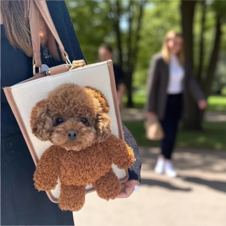 Teddy Bear Dog Carrier Bag: Plush Small Pet Travel Tote